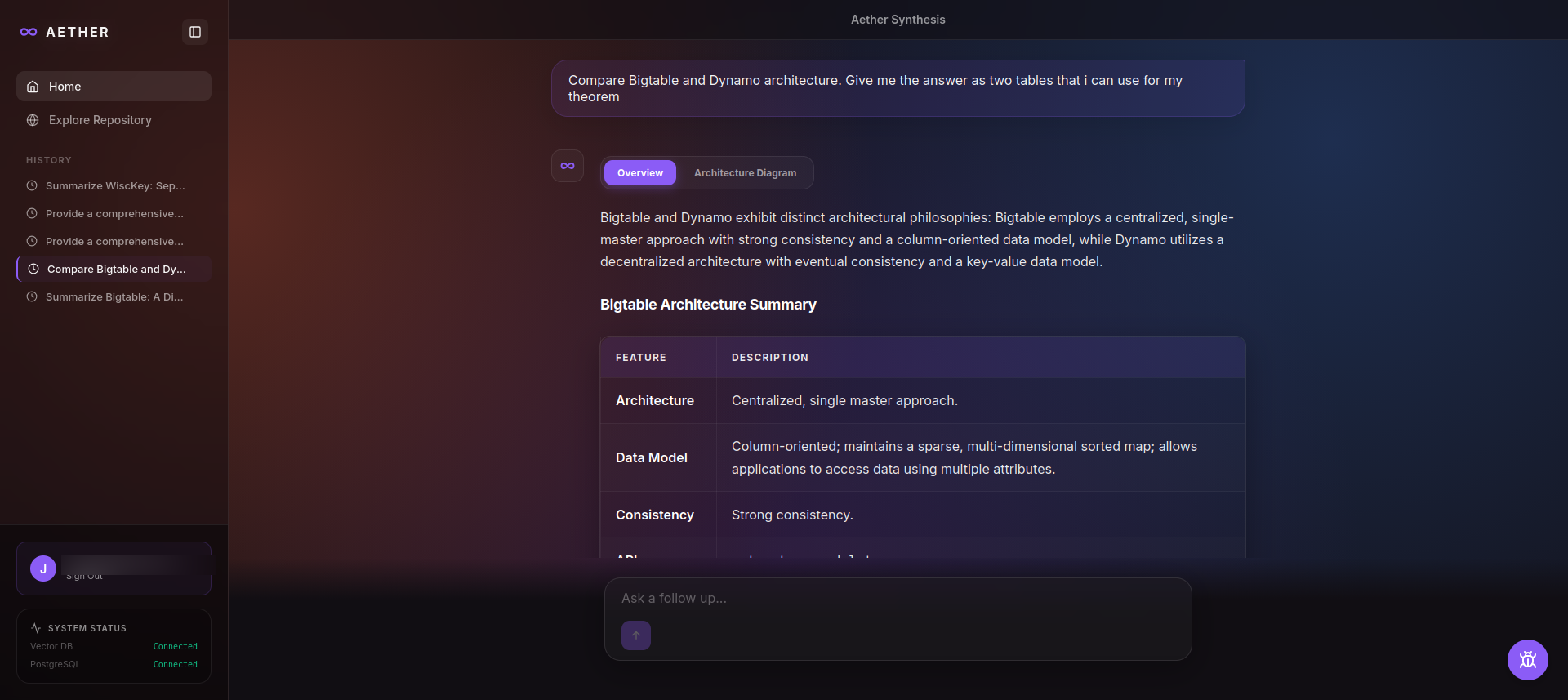 Aether chat screenshot